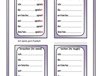 German verb worksheets