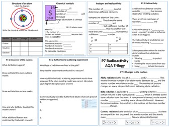 AQA Trilogy P7 Radioactivity revision mind map