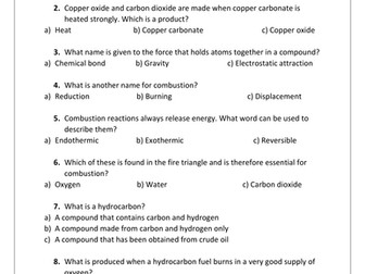 ks4 chemistry revision with answers teaching resources