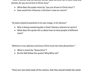 Christianity and racism lesson, using Good Samaritan