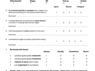 Post-Exam Self-Reflection Worksheet