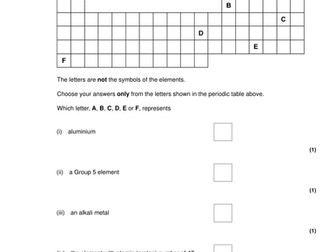 AQA GCSE Combined Science:Trilogy - Chemistry Unit 1- end of topic test - FOUNDATION