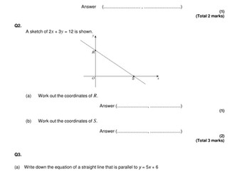 Linear Graphs GCSE Questions