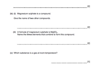 Checkpoint Science-Chemistry Worksheets with Mark Scheme