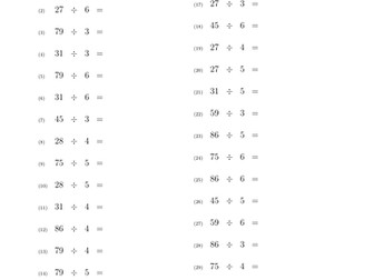 Division Worksheets (Used for Y3)