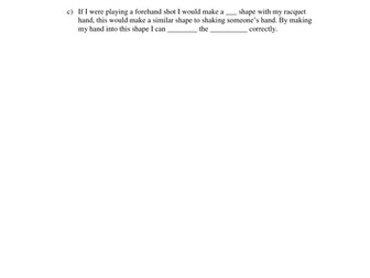 Badminton - non doer / non participant worksheet