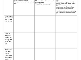 The Cosmological Argument WS Edexcel GCSE B with exam questions