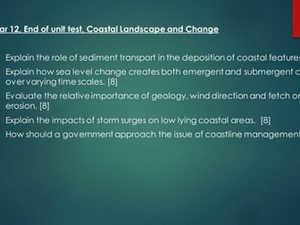 A2 2016 coasts end of unit test