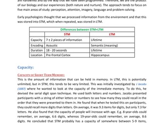 Psychology - Cognitive Psychology/Memory Notes