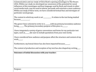 Rationale Template for IB English Language and Literature