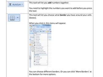 Computing ICT - Xcel Table and Graph activity