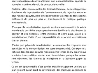 sample essay A 2 globalisation French