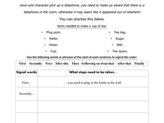 Sequencing Connectives Task