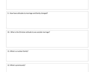 Edexcel unit 3 Marriage and Family revision