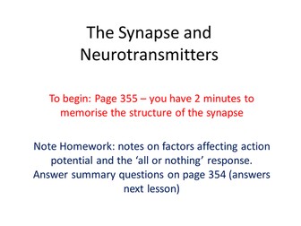Synapse and Neurotransmitters OCR A-Level Biology