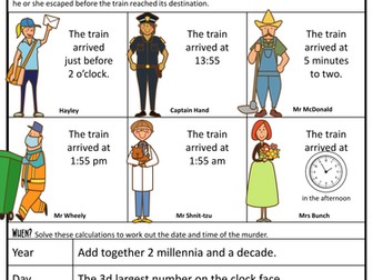 Telling Time Maths Murder Mystery