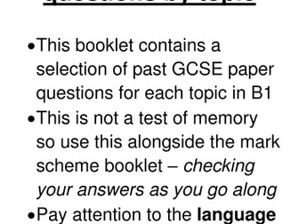 FORMATTED!! AQA B1 Past questions and answers by topic