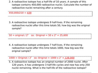 Half-life calculations - AQA New Spec
