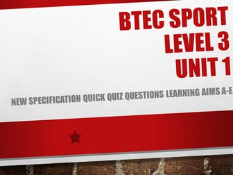 BTEC Sport Level 3 Unit 1 Learning Aims A-E Quick Questions