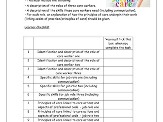 GCSE Health and Social care coursework planning booklet