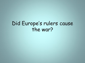 Long term causes of World War 1