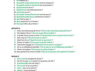 Questions in French