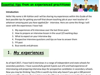 Tips and guide to successful interviews for teacher jobs