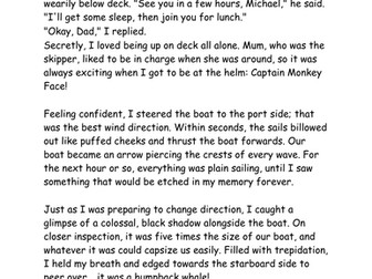 Writing in the style of Michael Morpurgo in Kensuke's Kingdom