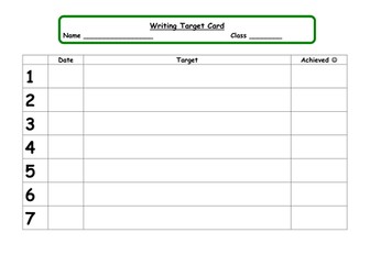 Writing target card template