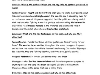 GCSE English Literature Poetry Revision Activity (edexcel)