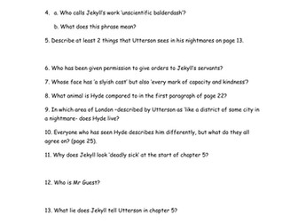 Dr Jekyll and Mr Hyde Chapters 1 - 5 Plot Revision