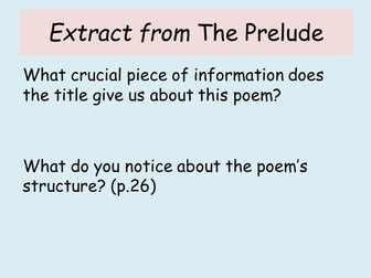 Lesson on Extract from the Prelude (GCSE English Literature, edexcel Conflict collection)