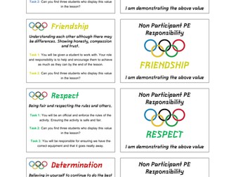PE Non Participant Cards - Olympics Theme