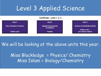 AQA (2016) Level 3 Certificate Applied Science Unit 1a) Cell Structure