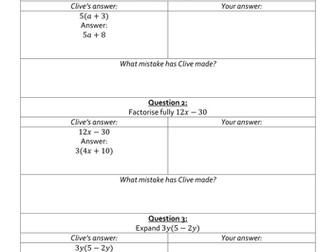 Clumsy Clive On Expanding Brackets and Factorising Expressions