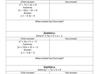 Clumsy Clive On Solving Quadratics