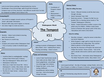 KS1 The Tempest Topic Planning Web - Shakespeare Week