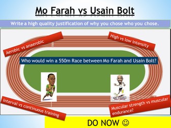 Mo Farah Vs. Usian Bolt Starter Activity