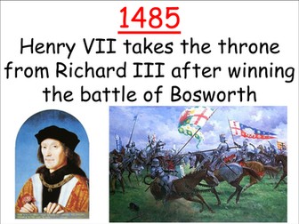 Tudor timeline for classroom display or revision resource for A Level