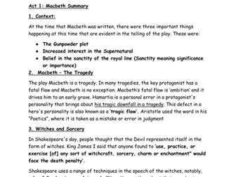 Macbeth Summaries