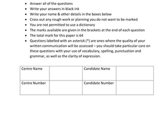 Edexcel GCSE English Paper 1 Mock Exam - Frankenstein