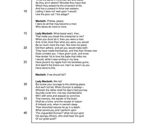 AQA GCSE ENGLISH LITERATURE - MACBETH ANNOTATED QUOTATIONS / EXAMPLE TASKS