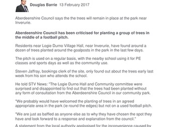 Writing a formal report to a local council based on a news article