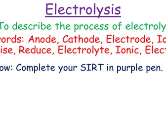 Electrolysis - Series of Lessons