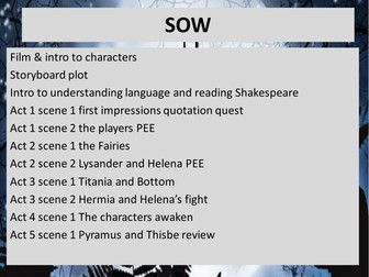 A Midsummer Night's Dream full term SOW (incl. resources) year 9 mixed ability