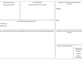 Coasts GCSE Revision Sheet Template