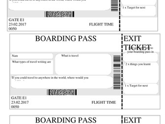 Travel Boarding Pass Entry and Exit Ticket