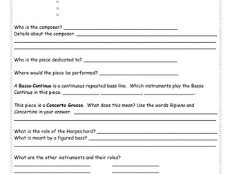 GCSE Edexcel 9-1 Brandenburg Concerto Work Booklet