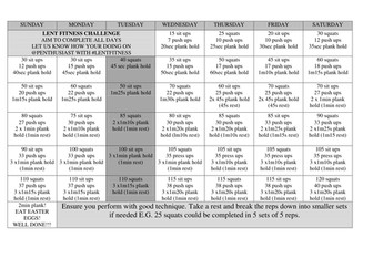 40 day Fitness plan (completed for Lent)