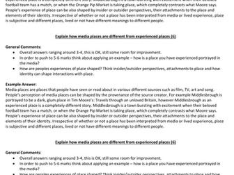 A Level Geography - Changing Places - Representations of Place